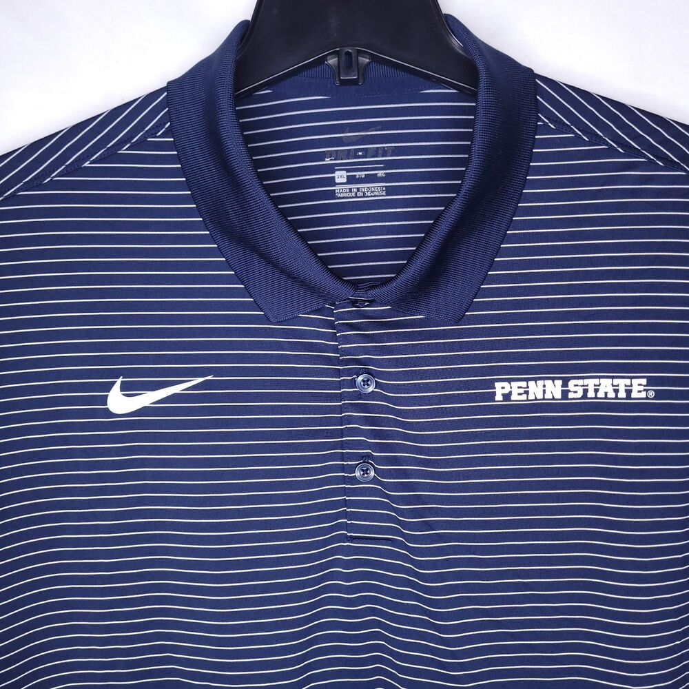Nike Polo Shirt Mens 3XL Striped Navy, White Penn State